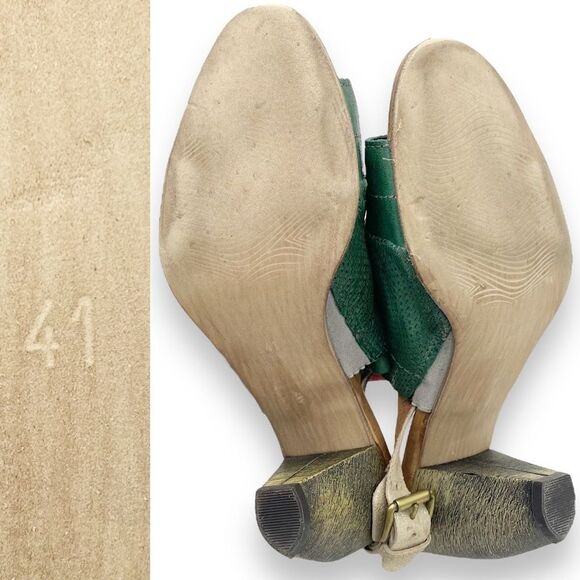 Miz Mooz Millicent Emerald Green Leather Slingback Sandals Size EU 41 US 9.5-10 - Picture 14 of 16